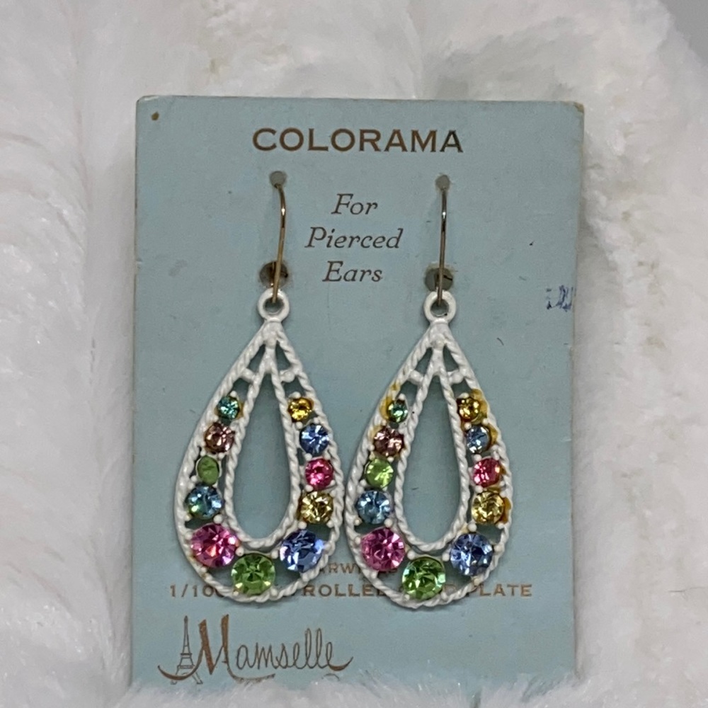 Vintage Colorama Rhinestone Earrings Mamselle